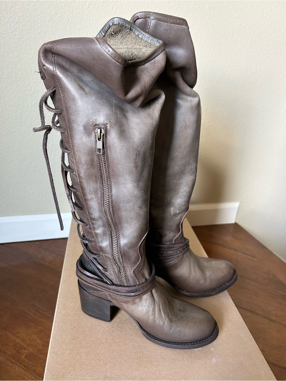 Women's Freebird Tall Lace-Back Leather Boots